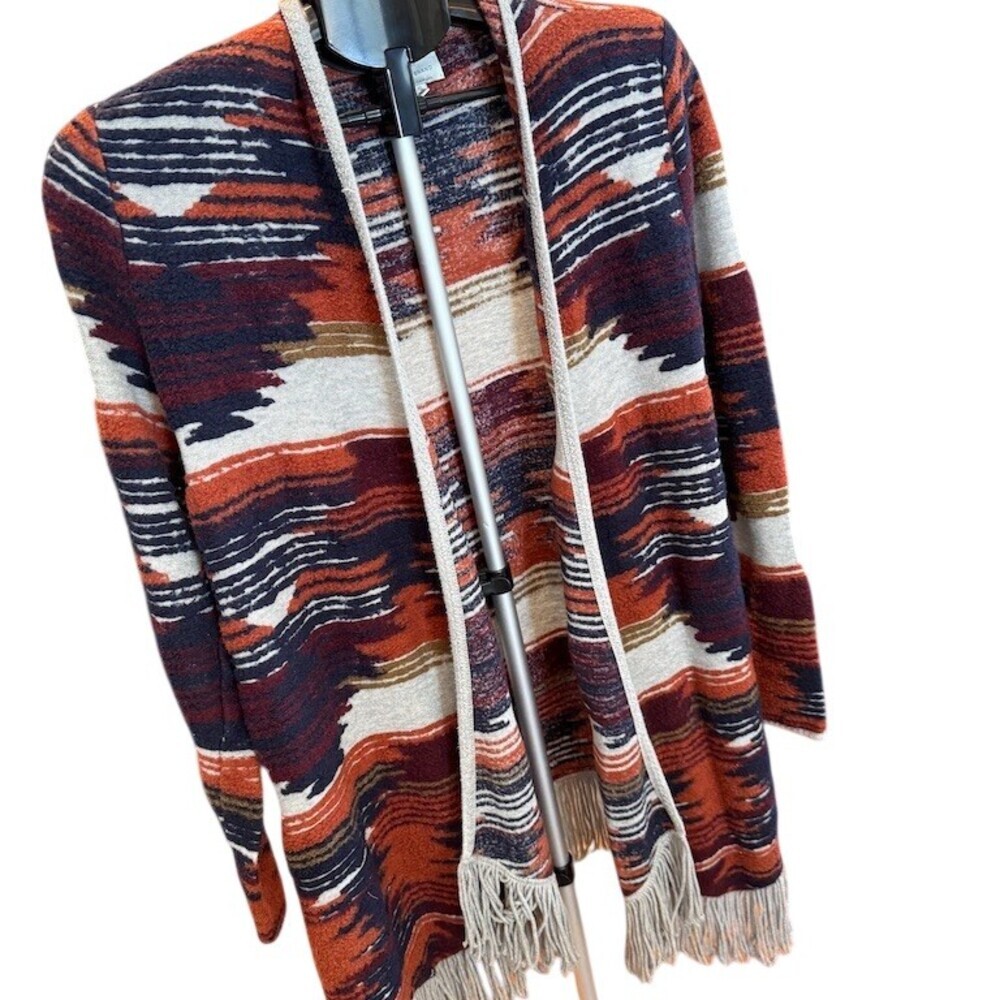 Lucky Brand Womens XL Multicolor Aztec Fringe Cardigan Sweater - Picture 2 of 7